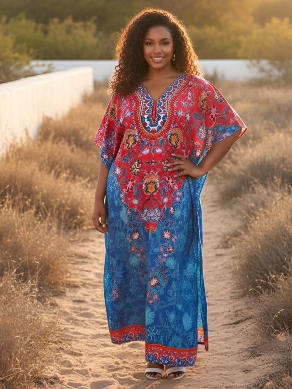 Long Caftan Dresses for Women Plus Size Polyester Maxi Mumu Dress Dubai Gown